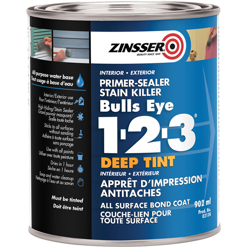 Appr&ecirc;t &agrave; teinte profonde Bulls Eye 1-2-3, 902 ml, Canette, Blanc Waymarc Industries Inc