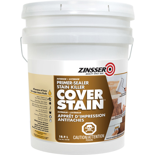 Scellant d'appr&ecirc;t &agrave; base d'huile Cover Stain, 18,9 L, Seau, Blanc Waymarc Industries Inc