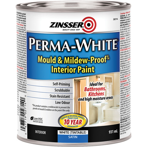 Perma-White&reg; Mold & Mildew-Proof Interior Paint, 931 ml, Can, White Waymarc Industries Inc