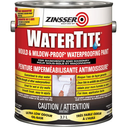 Peinture &agrave; l'&eacute;preuve de l'eau Watertite Mold & Mildew-Proof, Blanc, Satin&eacute;, 3,78 L, Gallon Waymarc Industries Inc