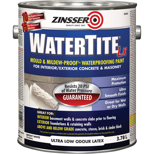 Peinture &agrave; l'&eacute;preuve de l'eau Mold & Mildew-Proof Watertite LX, 3,78 L, Gallon, Blanc Waymarc Industries Inc