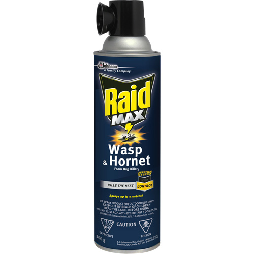 Mousse insecticide contre les gu&ecirc;pes et les frelons Raid Max, 500 g, Canette a&eacute;rosol, &agrave; base de solvant Waymarc Industries Inc