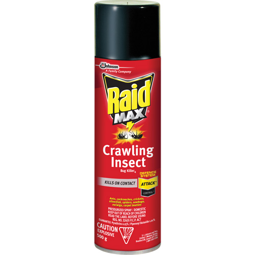 Raid&reg; Max&reg; Crawling Insect Bug Killer, 500 g, Aerosol Can, Solvent Base Waymarc Industries Inc