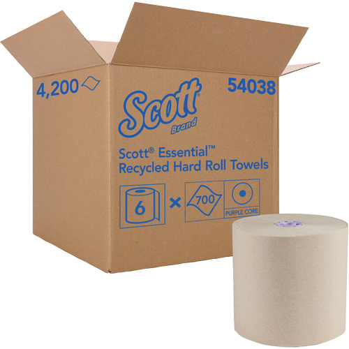 Essuie-mains bruns en fibres recycl&eacute;es &agrave; 100 % &agrave; enroulement serr&eacute; Essential, 1 pli, Standard, 700' lo Waymarc Industries Inc