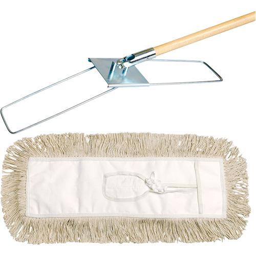 Break-Ezy Dust Mop System, Tie-On Style, Cotton, 36" L x 5" W Waymarc Industries Inc