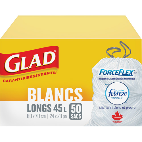 Sacs &agrave; ordures hauts 45 L avec Febreze, R&eacute;gulier, 24" la x 28" lo, Blanc Waymarc Industries Inc