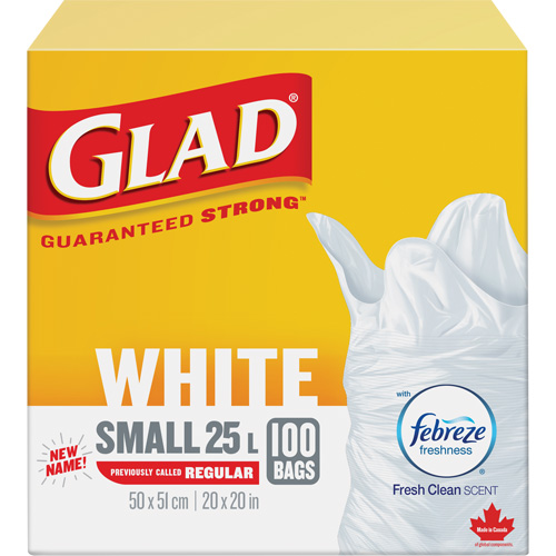 Small 25L Febreze Garbage Bags, Regular, 20" W x 20" L, White Waymarc Industries Inc