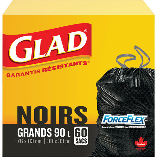 Sacs &agrave; ordures 90 L, R&eacute;gulier, 30" la x 33" lo, Noir Waymarc Industries Inc