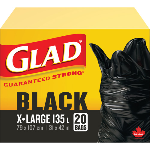 135L Garbage Bags, Regular, 31" W x 42" L, Black Waymarc Industries Inc