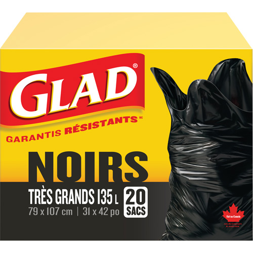 135L Garbage Bags, Regular, 31" W x 42" L, Black Waymarc Industries Inc