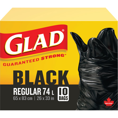 74L Garbage Bags, Regular, 26" W x 33" L, Black Waymarc Industries Inc