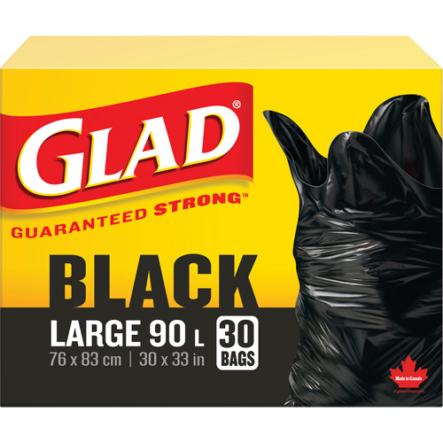 90L Garbage Bags, Regular, 30" W x 33" L, Black Waymarc Industries Inc