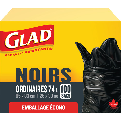 Sacs &agrave; ordures 74 L, R&eacute;gulier, 26" la x 33" lo, Noir Waymarc Industries Inc