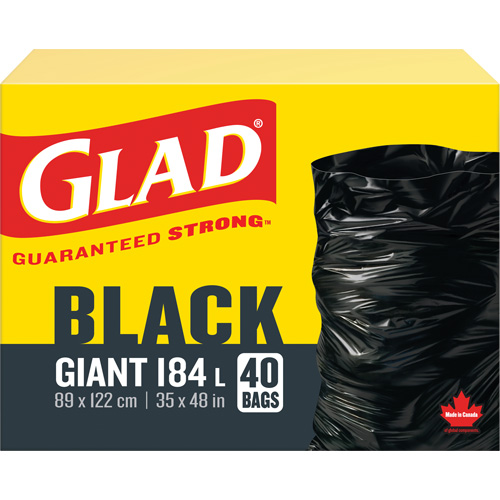 184L Garbage Bags, Regular, 35" W x 48" L, Black Waymarc Industries Inc