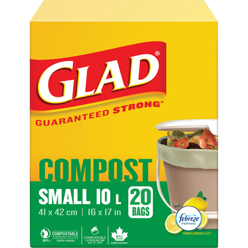 Small Compostable Bags, Regular, 17" L x 16" W, Brown, 10 L (3 Gal.) Capacity Waymarc Industries Inc