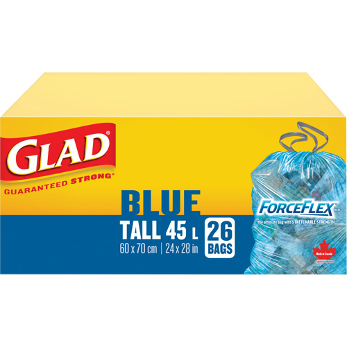 45L Recycling Bags, Regular, 24" W x 28" L, Blue Waymarc Industries Inc