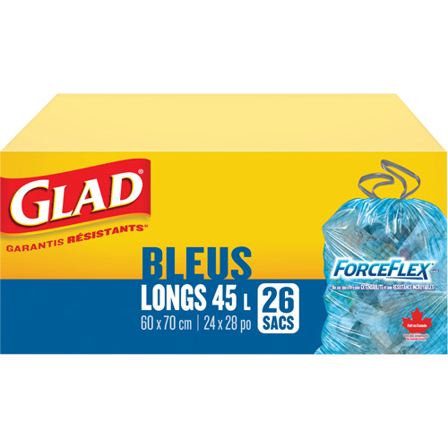 45L Recycling Bags, Regular, 24" W x 28" L, Blue Waymarc Industries Inc