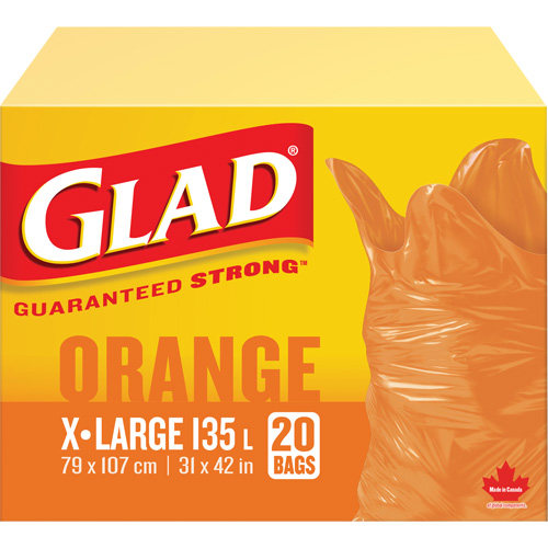 Sacs &agrave; ordures 135 L, R&eacute;gulier, 31" la x 42" lo, Orange Waymarc Industries Inc