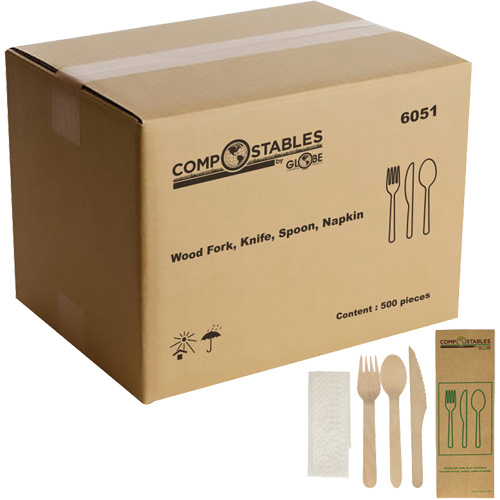 Wood Cutlery Set in Paper Bag Waymarc Industries Inc