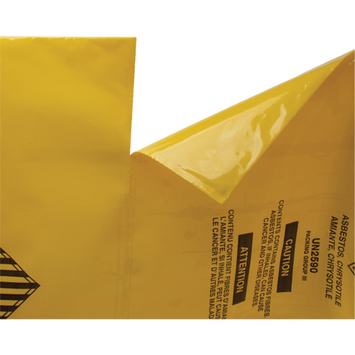 Doublures pour d&eacute;chets dangereux, Amiante, 40" lo x 26" la, 3 mils Waymarc Industries Inc