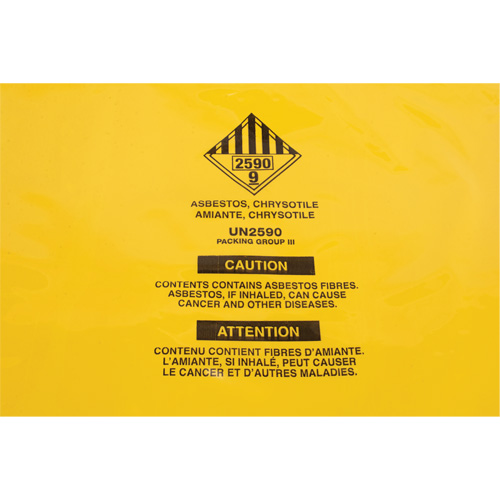Doublures pour d&eacute;chets dangereux, Amiante, 40" lo x 26" la, 3 mils Waymarc Industries Inc