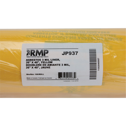 Doublures pour d&eacute;chets dangereux, Amiante, 40" lo x 26" la, 3 mils Waymarc Industries Inc