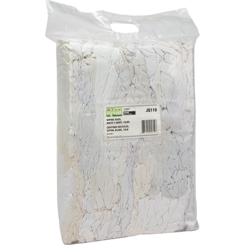 Recycled Material Wiping Rags, Cotton, White, 10 lbs. Waymarc Industries Inc