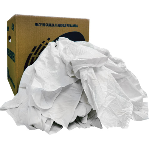 Recycled Wiping Rags, Cotton, White, 10 lbs. Waymarc Industries Inc