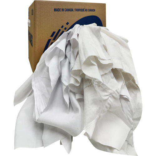 Chiffons recycl&eacute;s, Coton, Blanc, 10 lb Waymarc Industries Inc