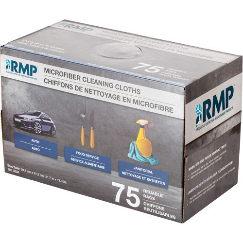 Washable Cleaning Cloths, Microfibre, White Waymarc Industries Inc
