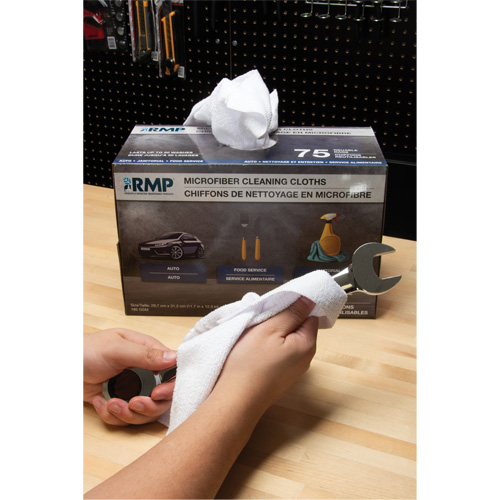 Washable Cleaning Cloths, Microfibre, White Waymarc Industries Inc