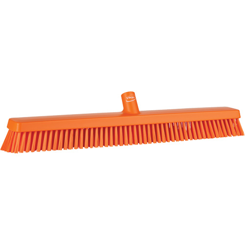 Heavy-Duty Push Broom, Fine/Stiff Bristles, 24", Orange Waymarc Industries Inc
