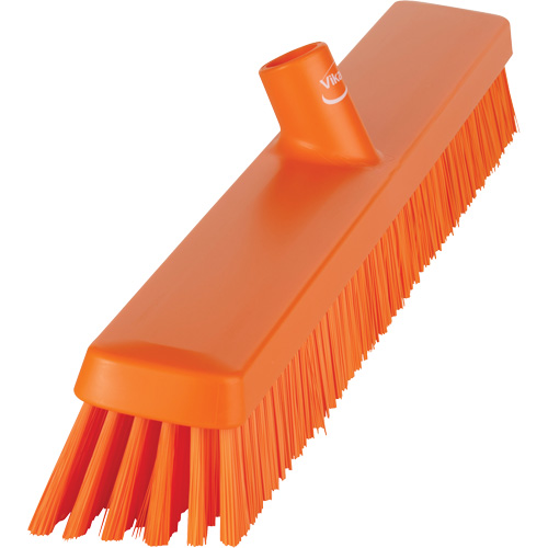 Heavy-Duty Push Broom, Fine/Stiff Bristles, 24", Orange Waymarc Industries Inc