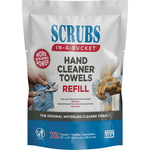 Recharge d'essuie-mains nettoyants, 72 lingettes, 10" x 12" Waymarc Industries Inc