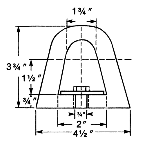 D&eacute;fenses de quai en caoutchouc refoul&eacute;, Caoutchouc, 4-1/2" la x 12" lo x 3-3/4" p Waymarc Industries Inc