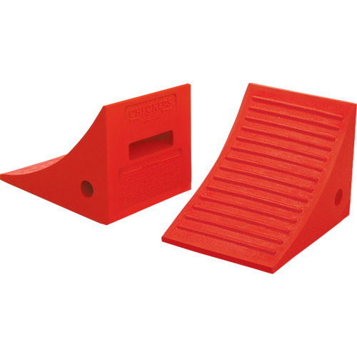 General Purpose Wheel Chocks, Polyurethane, Orange, 8" W x 11-1/4" D x 8-1/4" H Waymarc Industries Inc