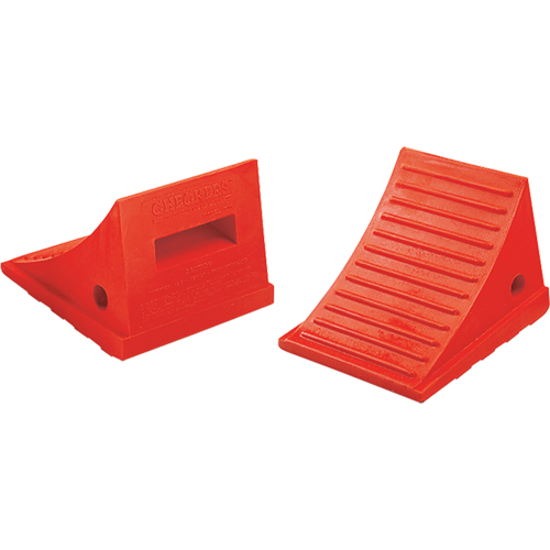 General Purpose Wheel Chocks, Polyurethane, Orange, 7-1/2" W x 8-1/2" D x 6-1/4" H Waymarc Industries Inc