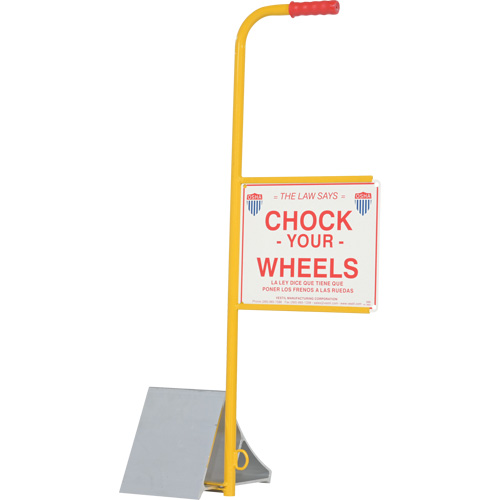 Wheel Chock with Handle & Sign, 7" W x 11-7/8" D x 7-11/16" H Waymarc Industries Inc