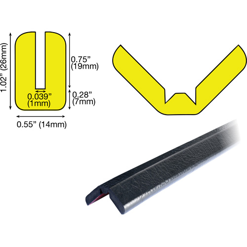 W Profile 1M Edge Protection Bumper Guard, 3.25' (0.99 m) Long Waymarc Industries Inc