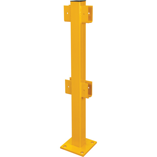 Poteau en ligne pour garde-corps l&eacute;gers, Acier, 42" h, Jaune s&eacute;curit&eacute; OSHA Waymarc Industries Inc