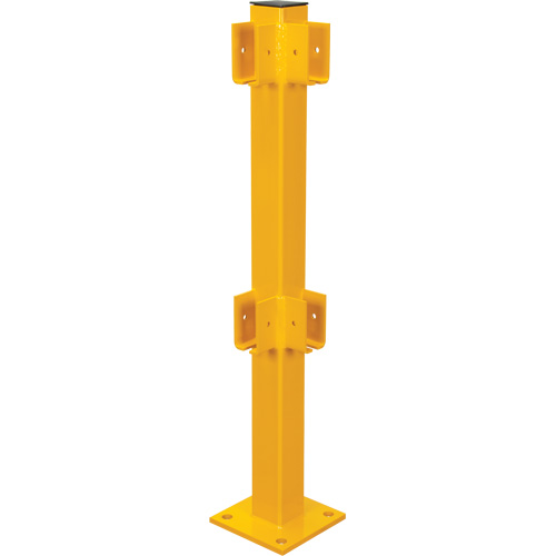 Corner Post for Light-Duty Guard Rails, Steel, 42" H, Safety Yellow Waymarc Industries Inc
