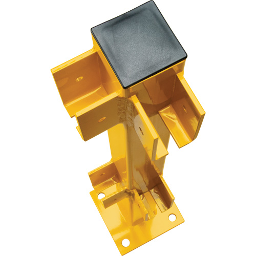 Corner Post for Light-Duty Guard Rails, Steel, 42" H, Safety Yellow Waymarc Industries Inc