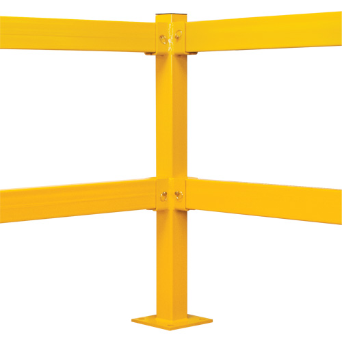 Corner Post for Light-Duty Guard Rails, Steel, 42" H, Safety Yellow Waymarc Industries Inc