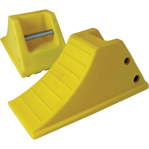40 Ton Large Equipment Wheel Chock with Grip Pads, Urethane, Yellow Waymarc Industries Inc
