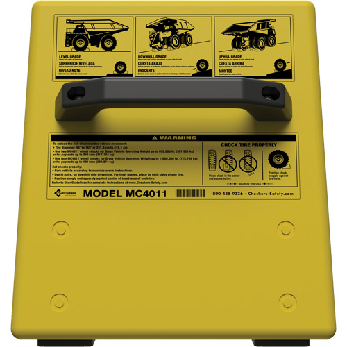 Cale de roue ultra-robuste pour l'exploitation mini&egrave;re Checkers Safety sans support, PEHD, Jaune, 14-1/2" la x 17-1/2" p x 16" h Waymarc Industries Inc