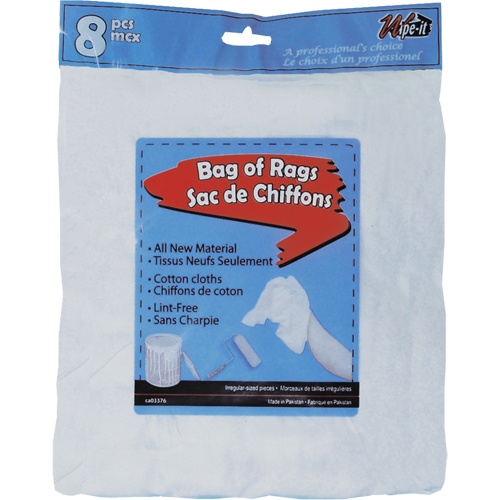 Chiffons de nettoyage, Coton, Blanc, 1 lb Waymarc Industries Inc