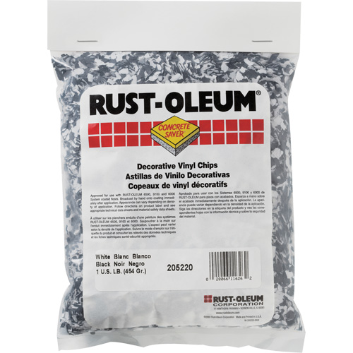 Pastilles de vinyle d&eacute;coratives Concrete Saver, 0,5 kg, Sac, M&eacute;lange noir/blanc Waymarc Industries Inc