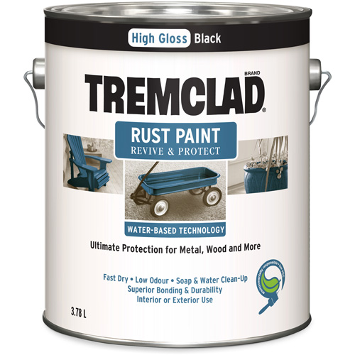 Peinture antirouille &agrave; base d'eau Tremclad, 3,78 L, Gallon, Noir Waymarc Industries Inc