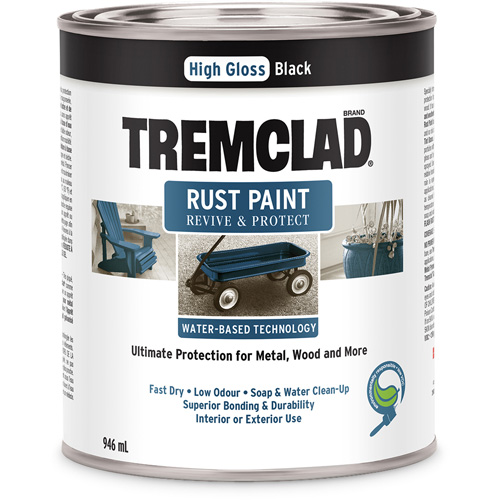 Tremclad&reg; Water-Based Rust Paint, 946 ml, Can, Black Waymarc Industries Inc