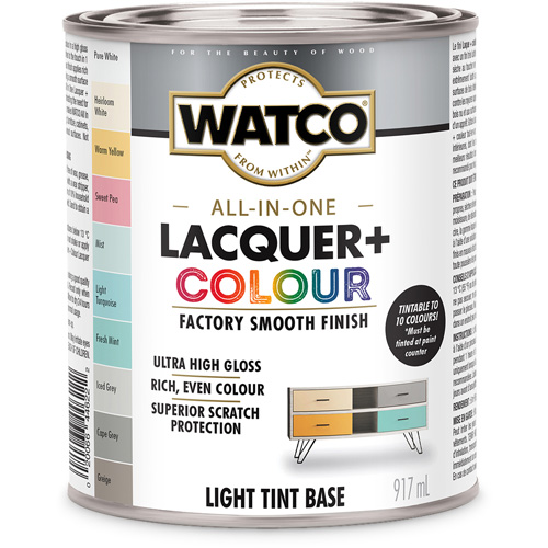 Watco&reg; All In One Lacquer + Colour Light Tint Base, 946 ml, Light Tint Base, High-Gloss Waymarc Industries Inc